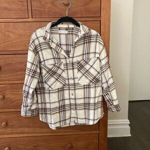 Zara girls flannel plaid button down shirt, size 11-12